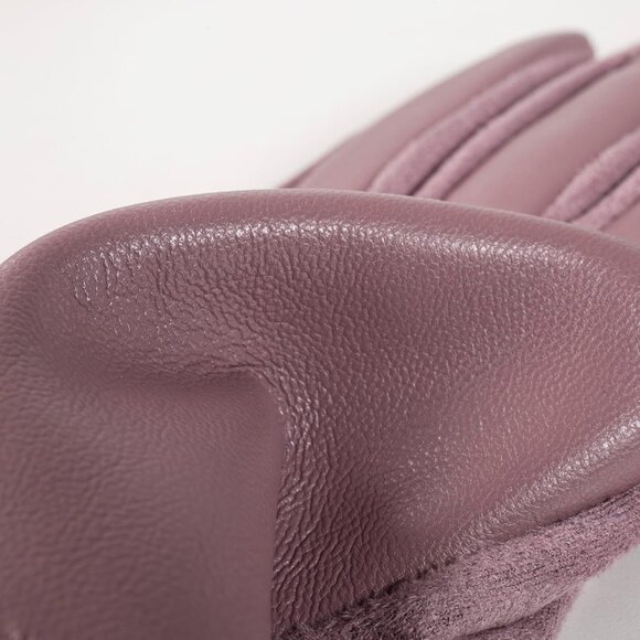 Women's Light Purple Winter Fashion Leather Windproof Suede Driving Dress Gloves - Picture 7 of 7